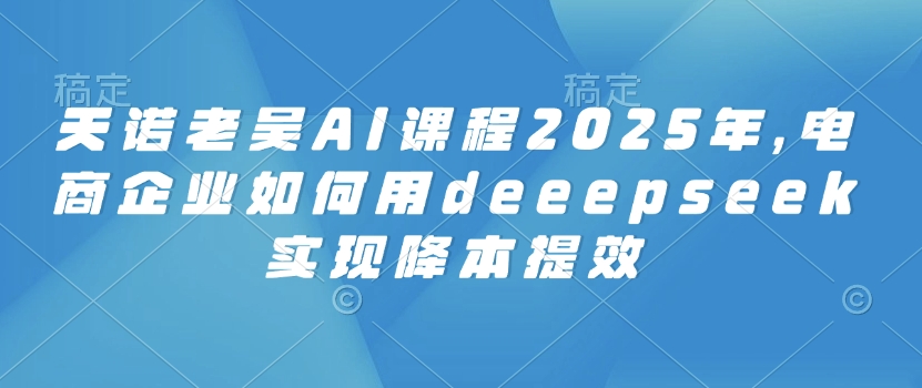 天诺老吴AI课程2025年，电商企业如何用deeepseek实现降本提效-自由仓库